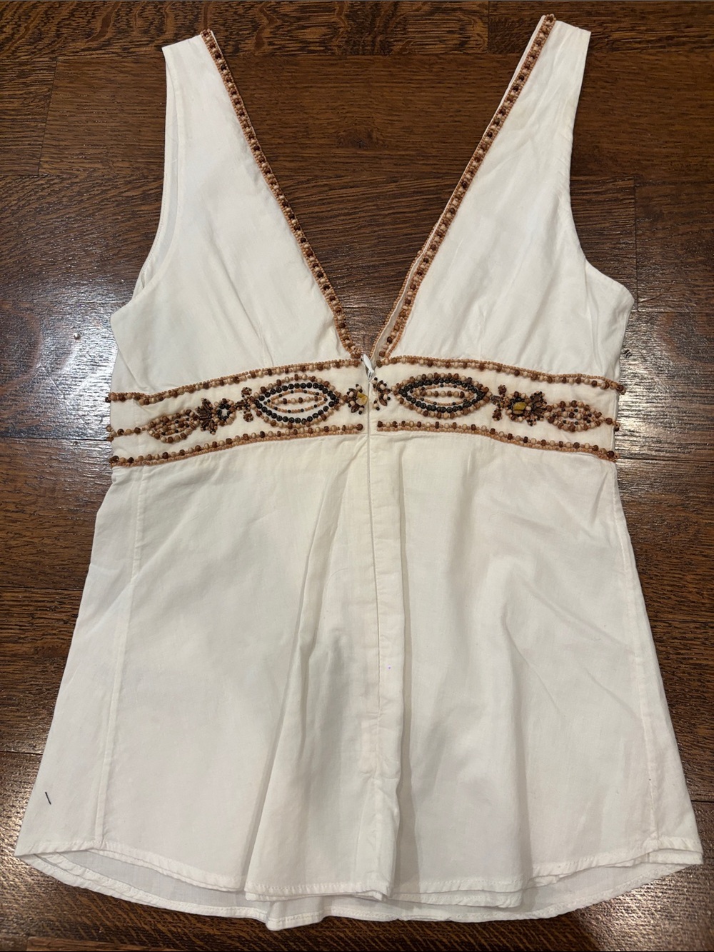 J.Crew Women’s Embellished V-Neck Cream Tank Top Size 0 - Picture 4 of 5